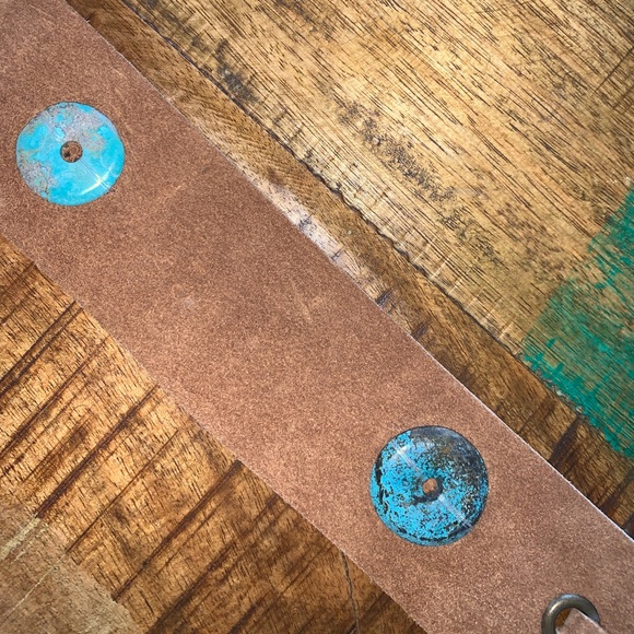VNTG BELT. suede and turquoise tie. - Picture 6 of 10